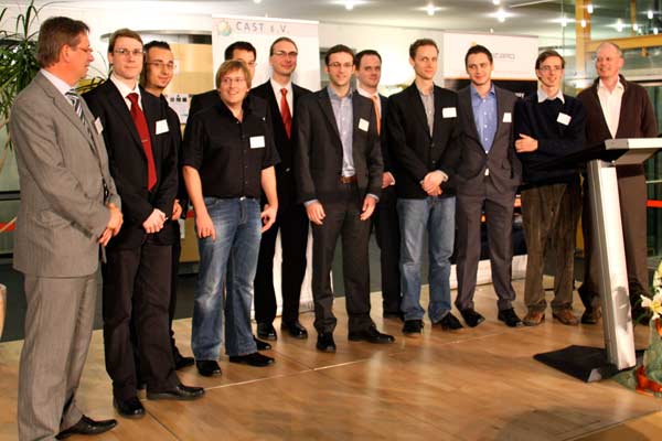 Finalisten des Förderpreises IT-Sicherheit 2010 und Sponsoren Dr. Rainer Baumgart, secunet Security Networks AG und Markus Hennig, Astaro GmbH & Co. KG